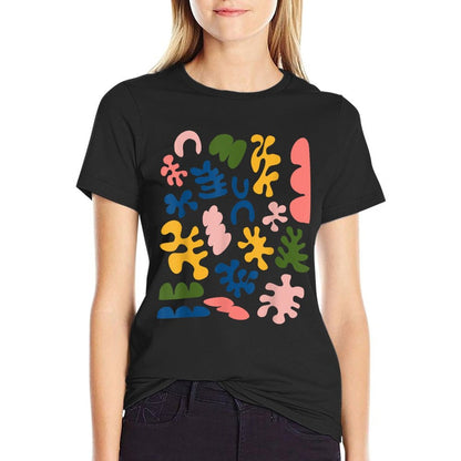 Matisse Inspired Organic Shapes Floral Cut Out Art Graphic  Relaxed-fit T-Shirt