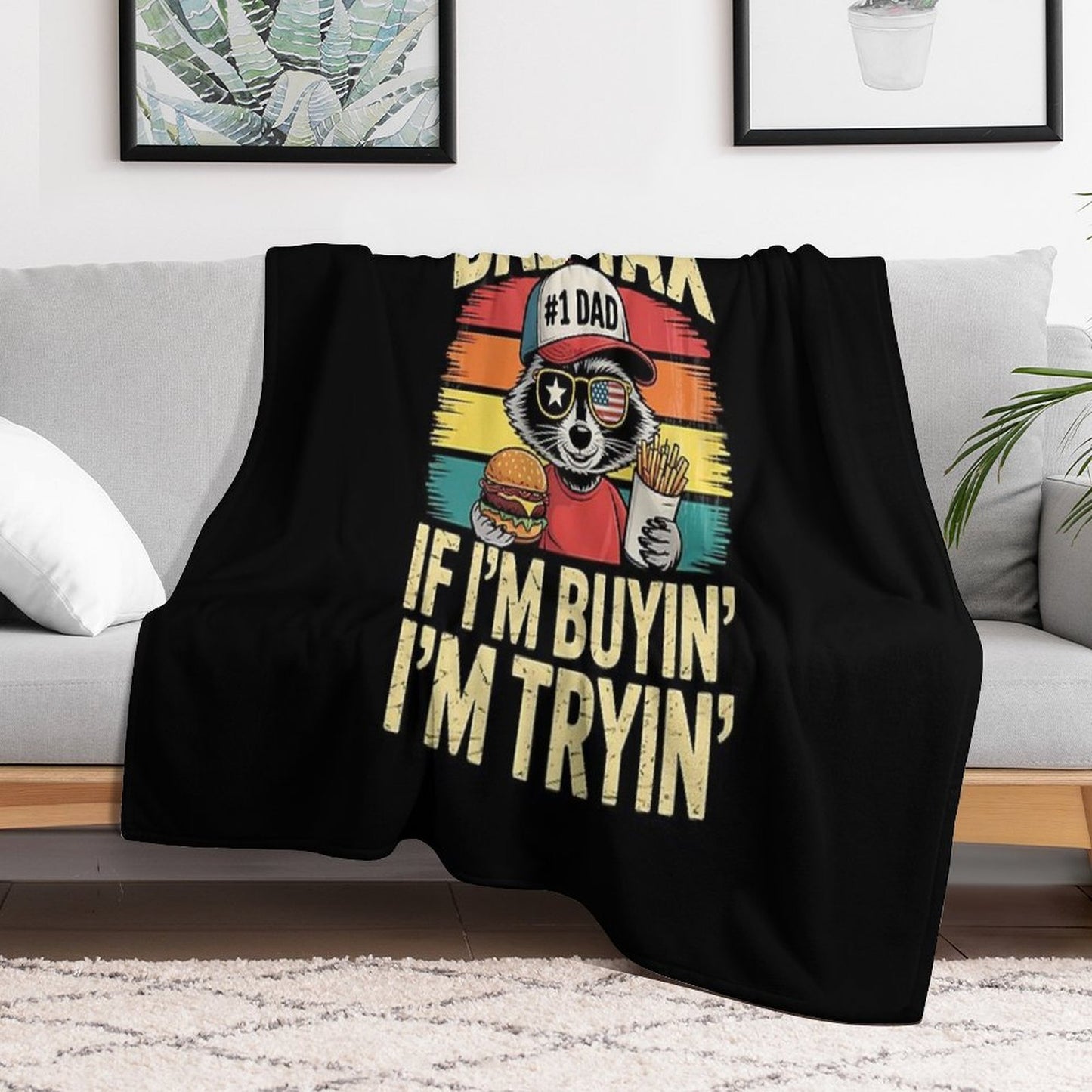 Dad Tax If I'm Buying I'm Tryin Funny Dad 4th Of July Retro Wrinkle-free Throw Blanket
