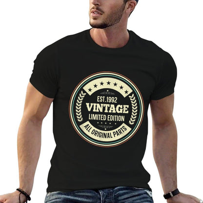 30th Birthday T Born Made in 1992 Vintage Biker  Wrinkle-resistant T-Shirt