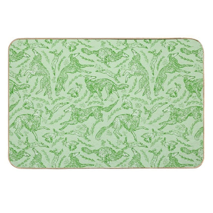 Hounds And Hares - Pale Green Toile  Absorbent Bath Mat