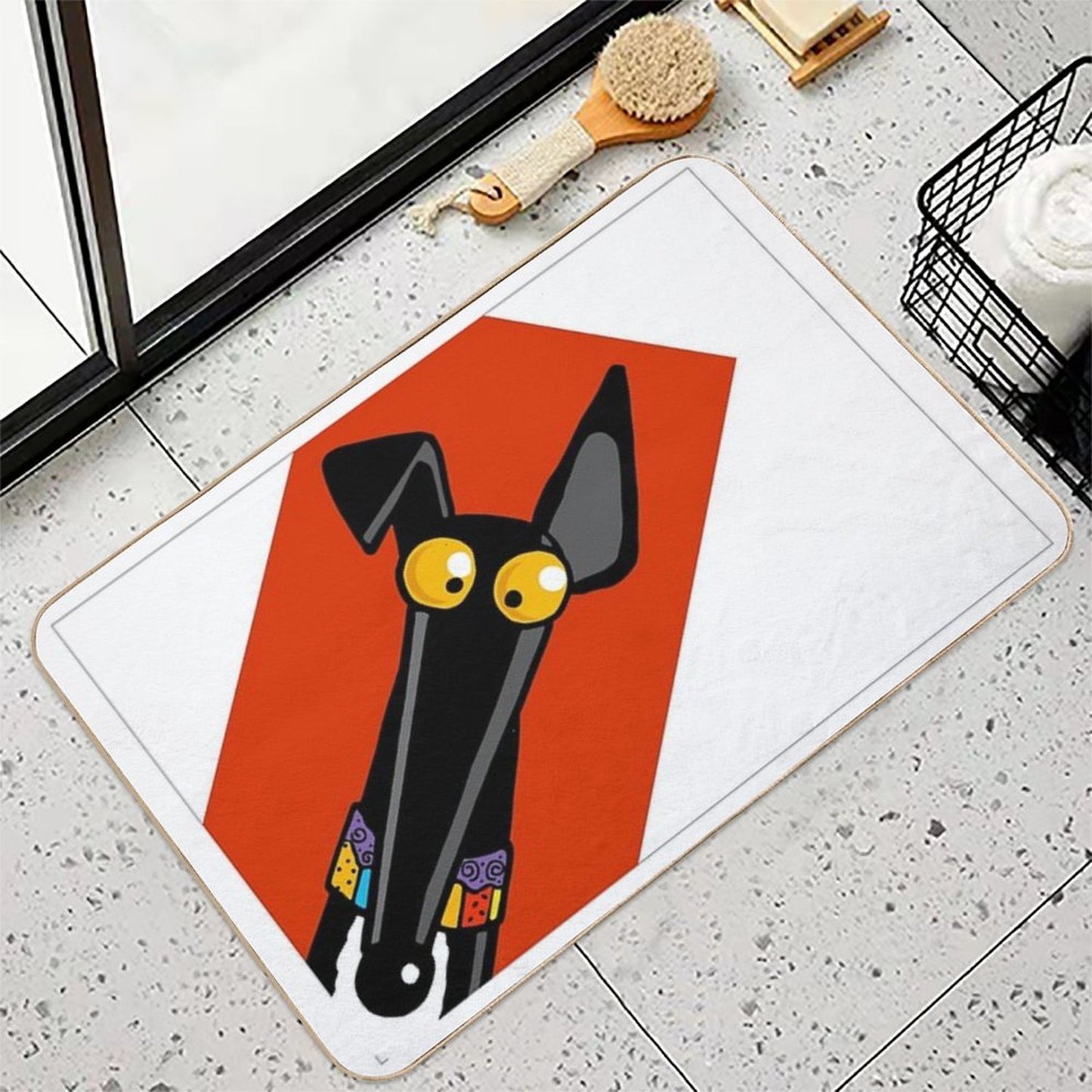 Greyhound Ears Big Red  Anti-Trip Bath Mat