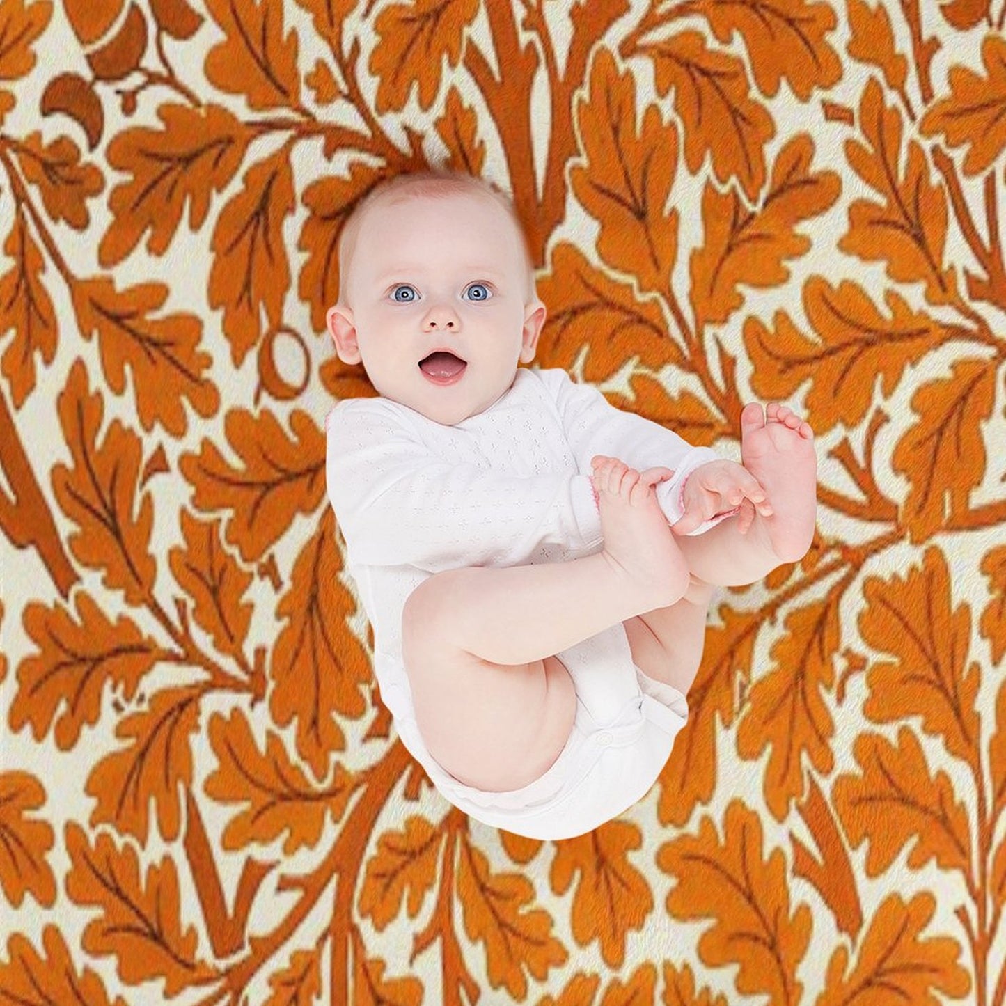 William Morris Oak Leaves, Rust Orange And Cream Gift-ready Throw Blanket