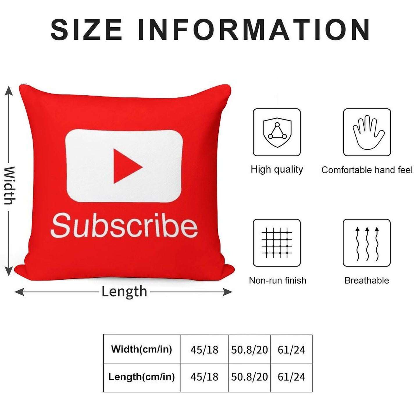You Tube Subscribe Play Button Videos VLoggers Live Stream Soft Easy Maintenance Throw Pillow