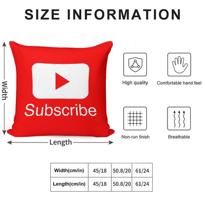 You Tube Subscribe Play Button Videos VLoggers Live Stream Soft Easy Maintenance Throw Pillow