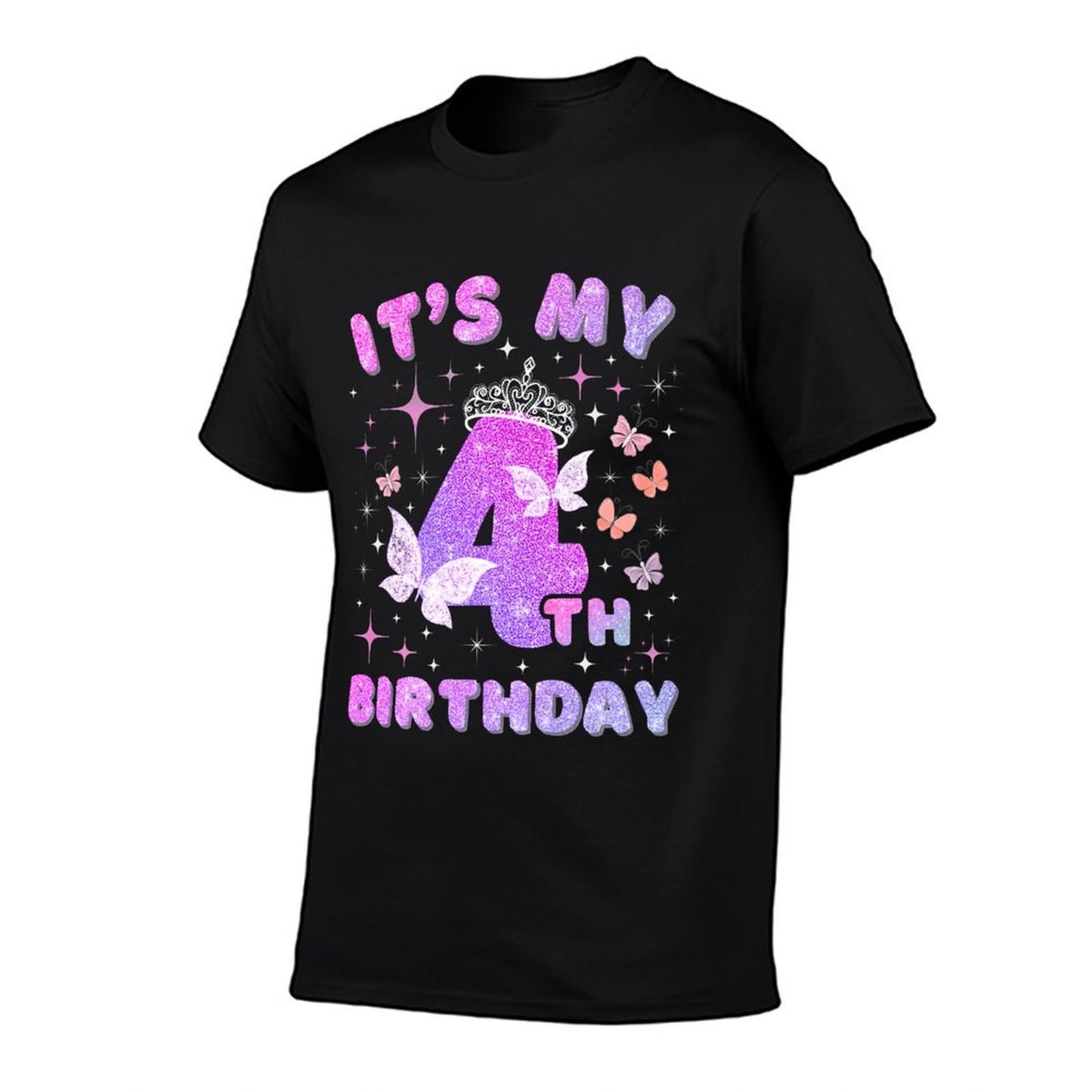 Kids 4 Year Old Princess Butterfly Its My 4th Birthday Girls Premium  Graphic-printed T-Shirt