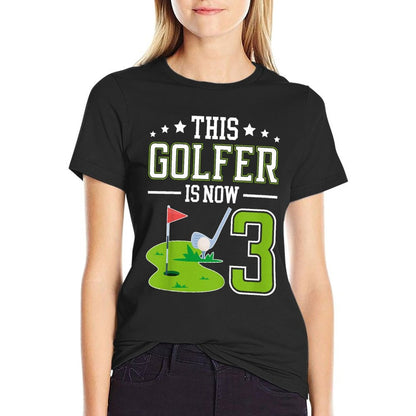Kids 3rd Birthday Party Golf Boy Three Year Old Golf Player  Breathable T-Shirt