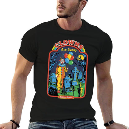Steven Rhodes Clowns Are Funny Graveyard Retro Dark Humor  Fade-proof Color T-Shirt