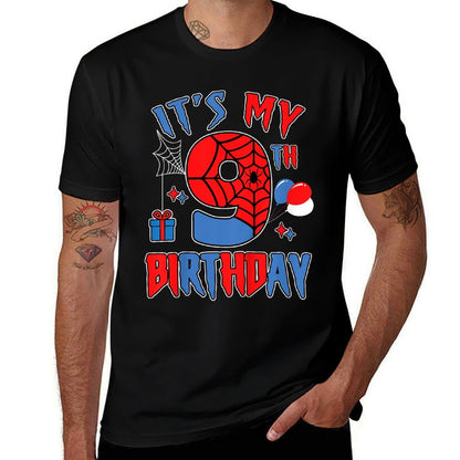 Kids 9th Birthday Spider Web Theme Party Nine 9 Year Bday Boy  Lightweight T-Shirt