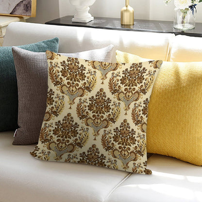 Geometric Gold Damask Abstract Beautiful Vintage Pattern Art Design Soft Style Accent Throw Pillow