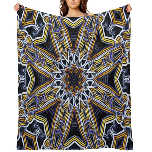 Mandala Eight Petal Talisman Yellow Plush Throw Blanket