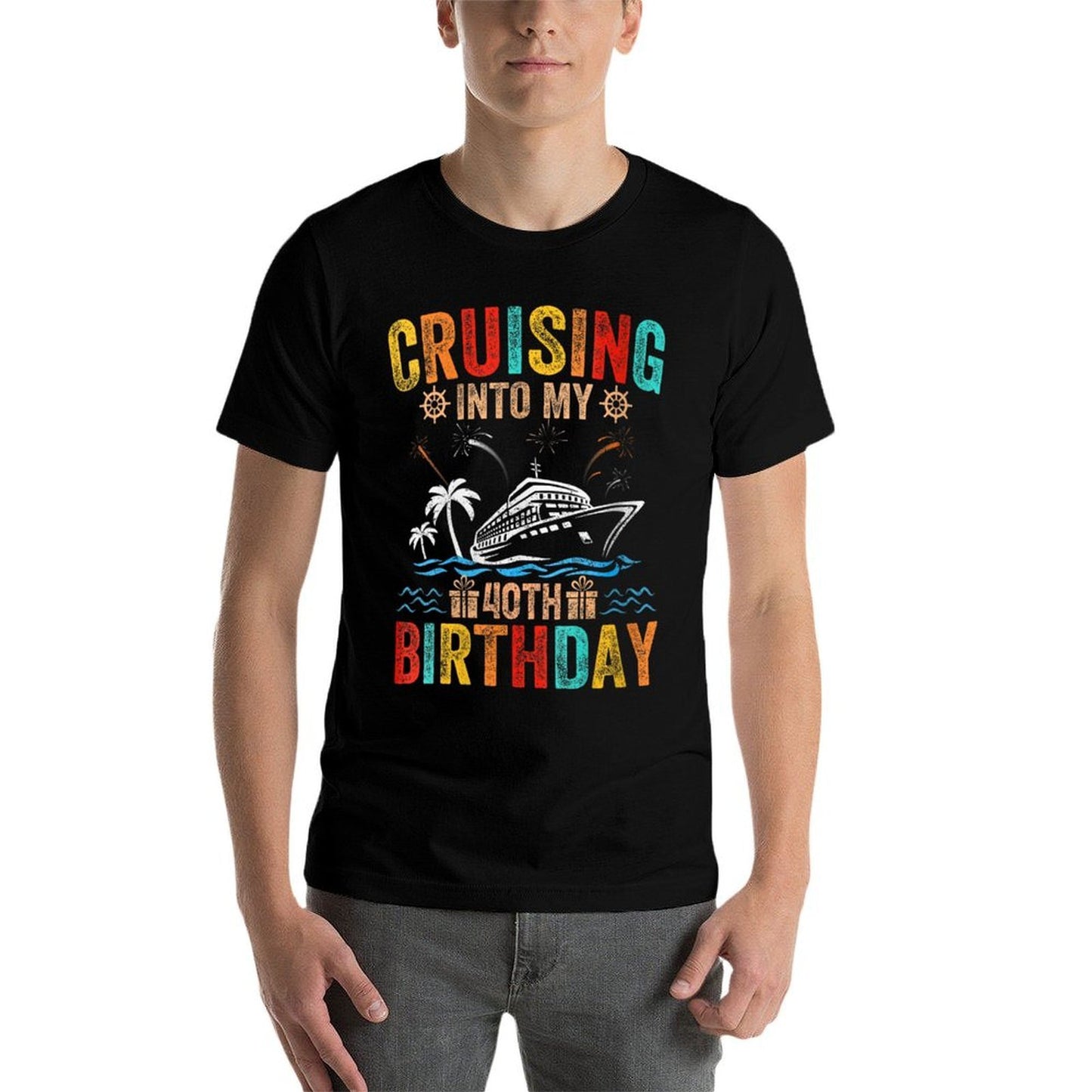 Womens Cruising Into My 40th Birthday Family Cruise 40 Birthday  Oversized Silhouette T-Shirt