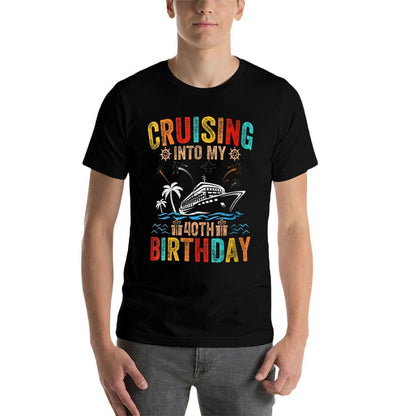 Womens Cruising Into My 40th Birthday Family Cruise 40 Birthday  Oversized Silhouette T-Shirt