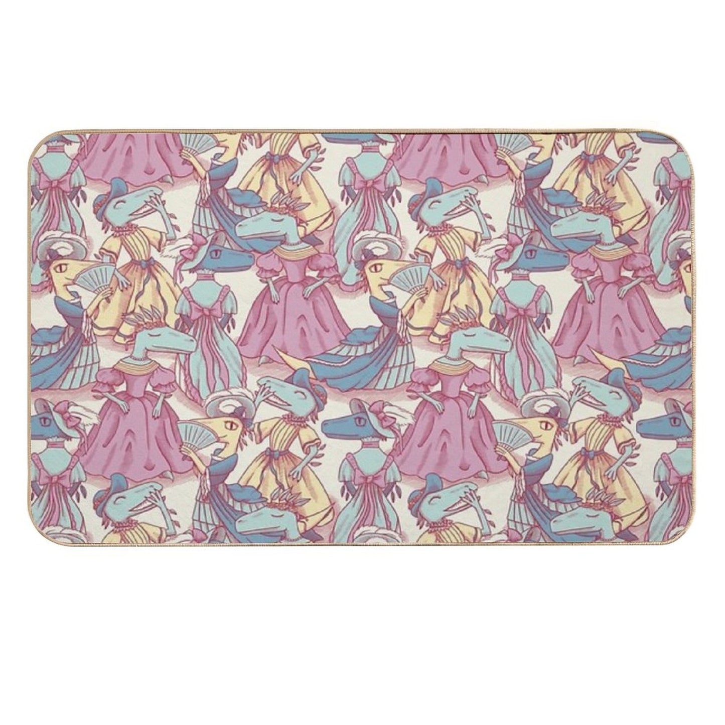 Victorian Velociraptor Fashion Plates Durable Bath Mat
