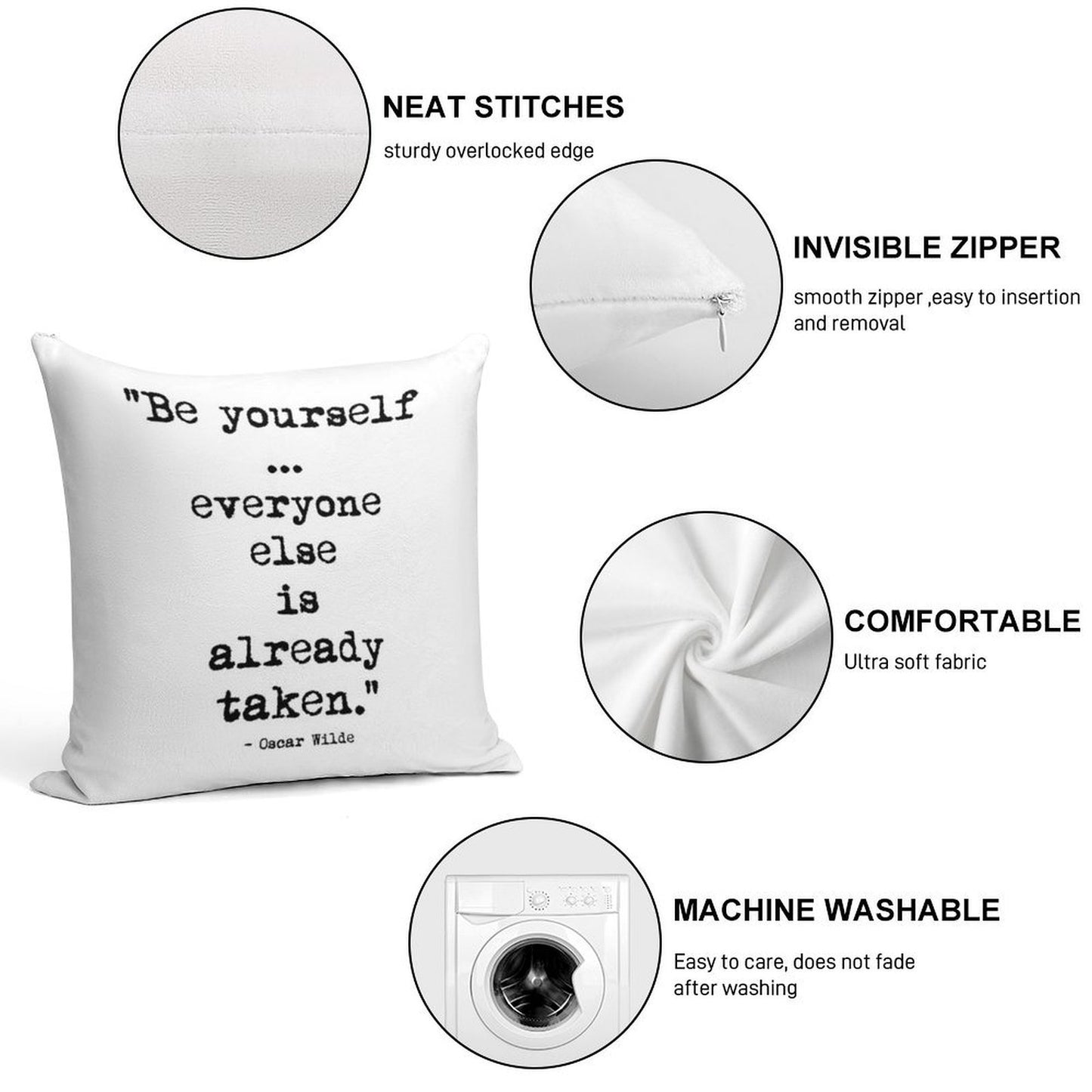 Oscar Wilde Be Yourself Soft Shrink-Resistant Throw Pillow