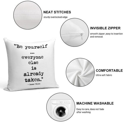 Oscar Wilde Be Yourself Soft Shrink-Resistant Throw Pillow