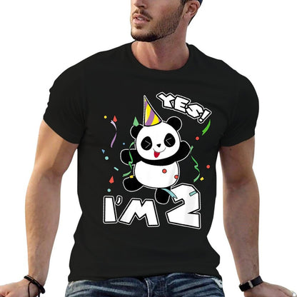 Kids 2nd Birthday Panda Yes I'm 2 Panda Costume Gift Idea  Eco-friendly Material T-Shirt