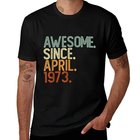 50 Year Old Awesome Since April 1973 50th Birthday  Heathered Texture T-Shirt