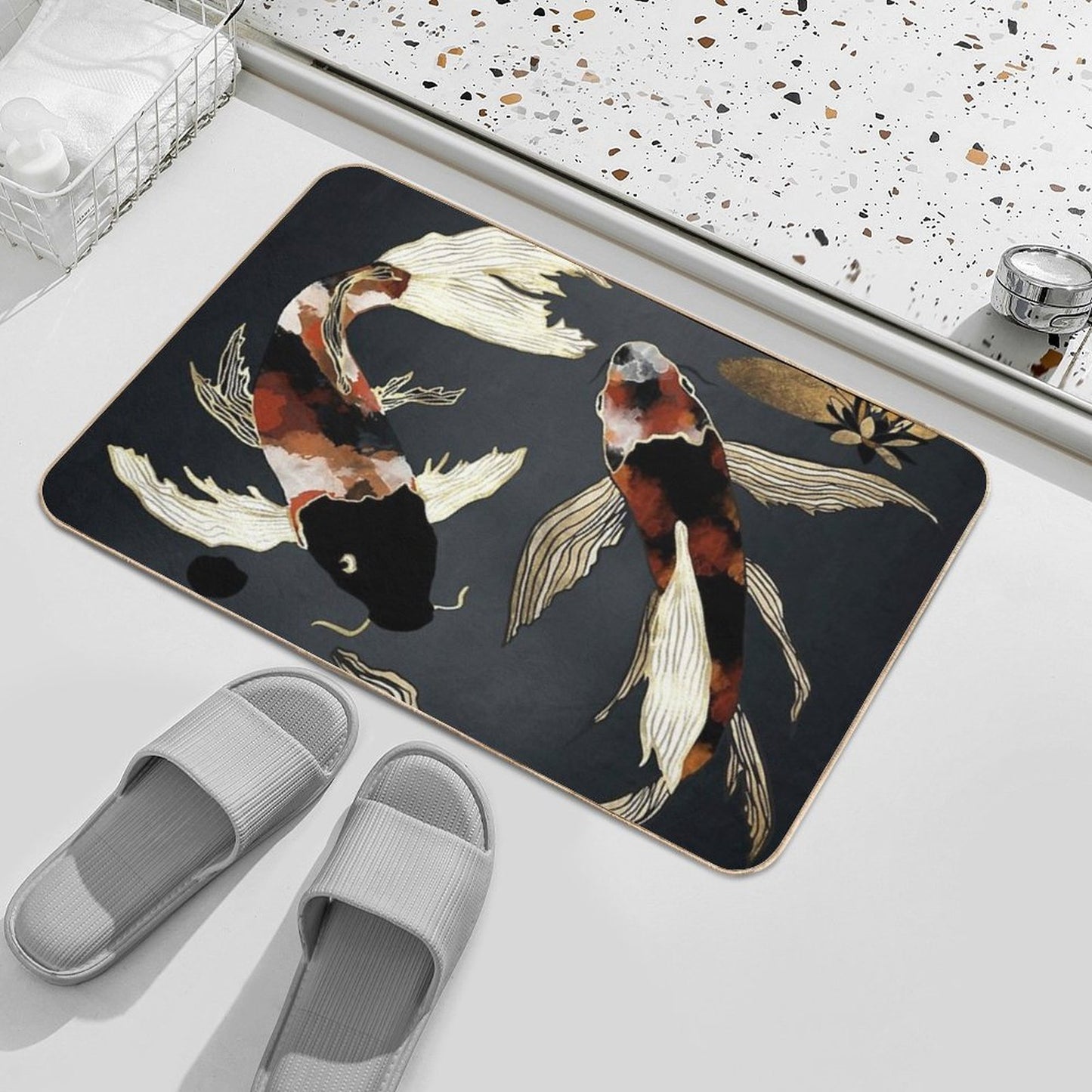 Metallic Koi IV Durable Bath Mat