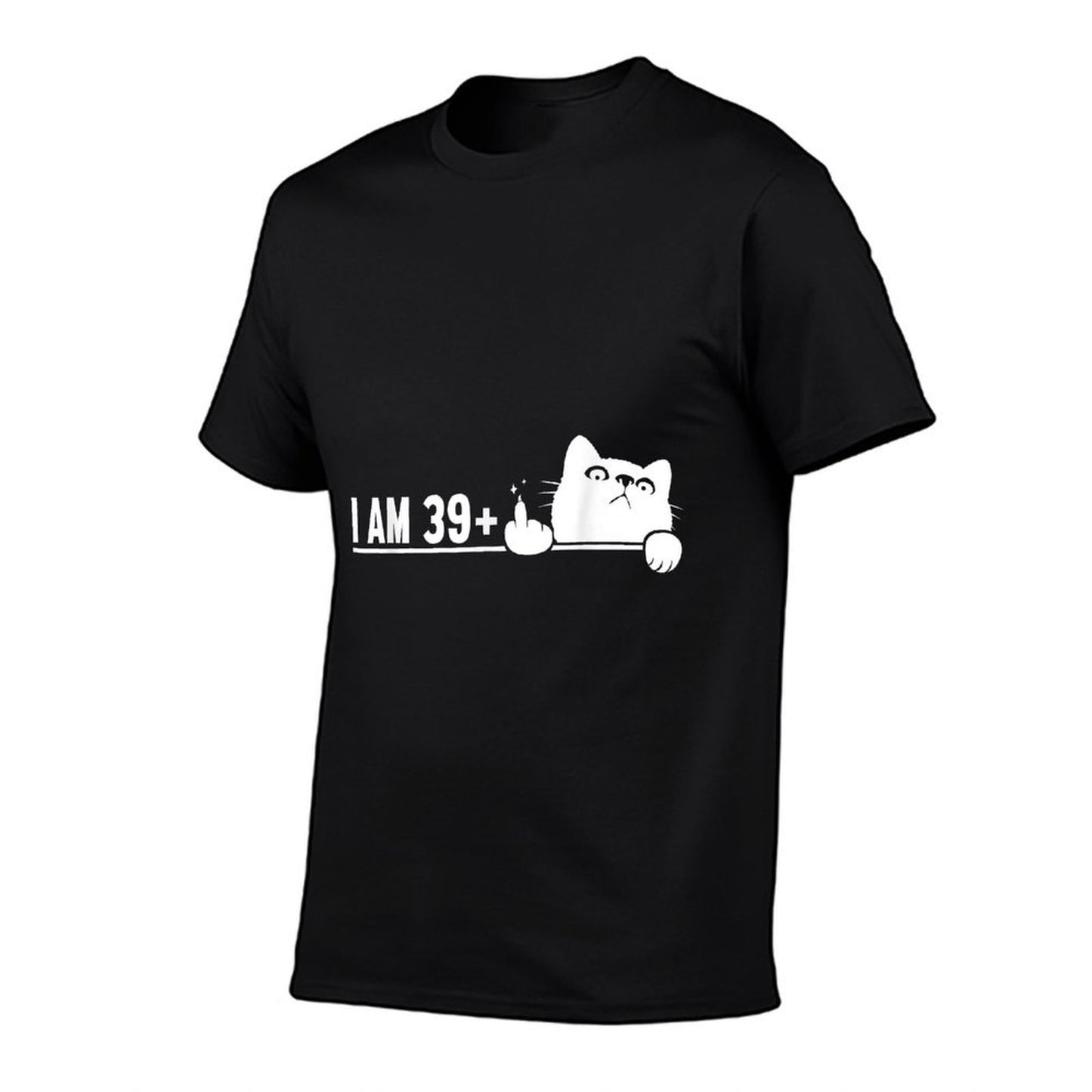 Funny, I Am 39 Plus, Cat Middle Finger 40th Birthday Cat  Polyester Blend T-Shirt