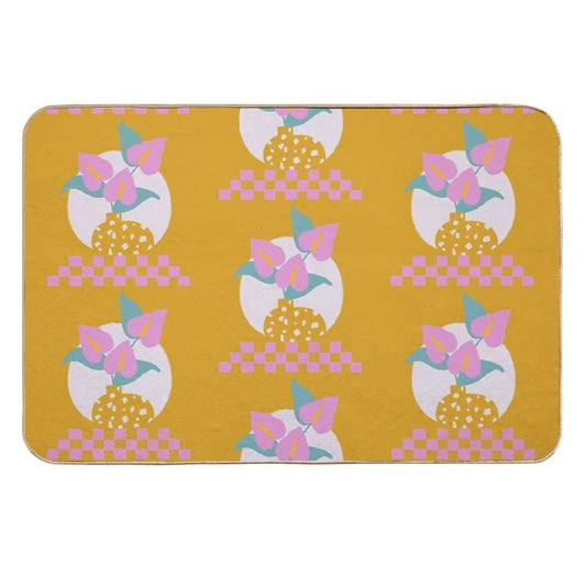 Anthurium Plant & Terrazzo Vase  Fade-Resistant Bath Mat