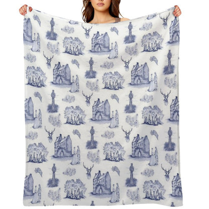 Highlander Toile in Blue Compact Throw Blanket