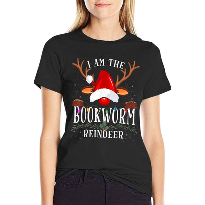 I Am The Bookworm Reindeer Christmas Family  Slim-fit Cut T-Shirt