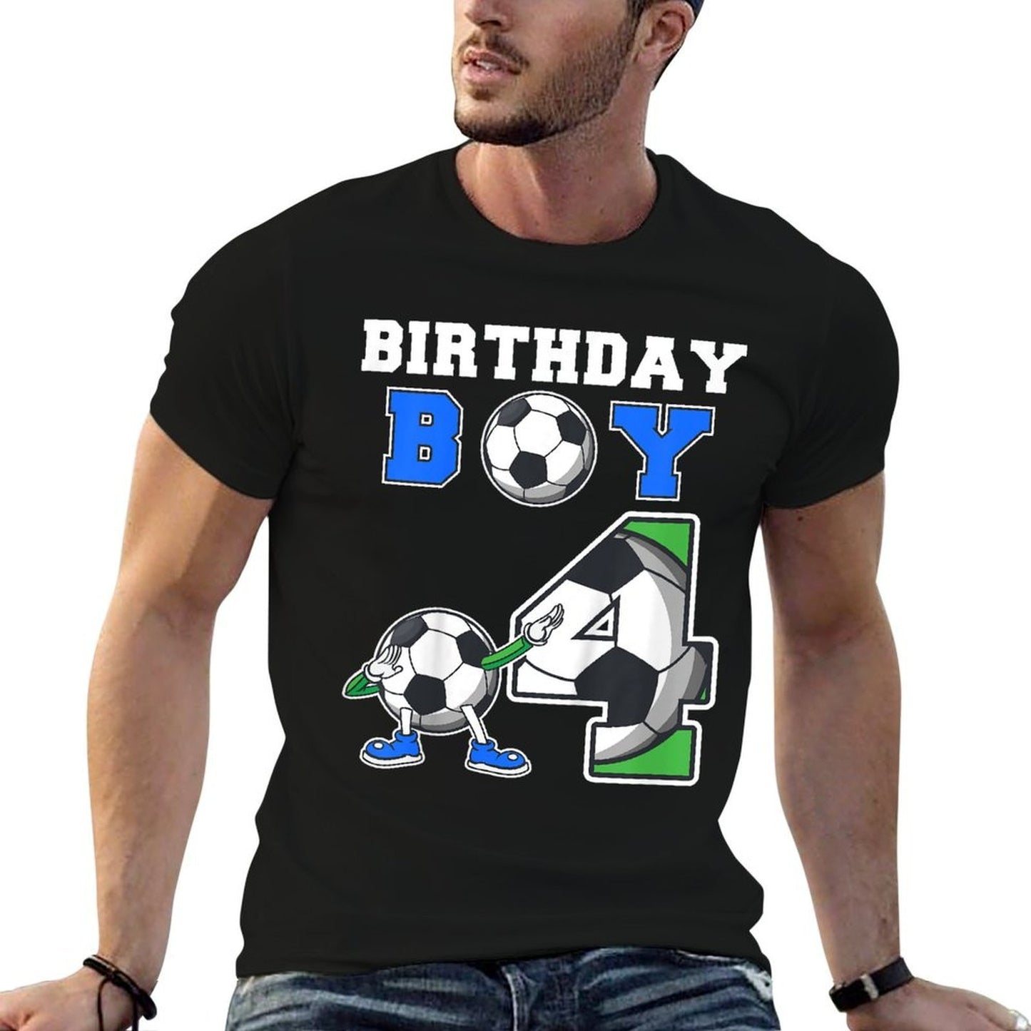 Kids Soccer Birthday Boy 4th Soccer Birthday Party 4 Year Old  Lightweight T-Shirt