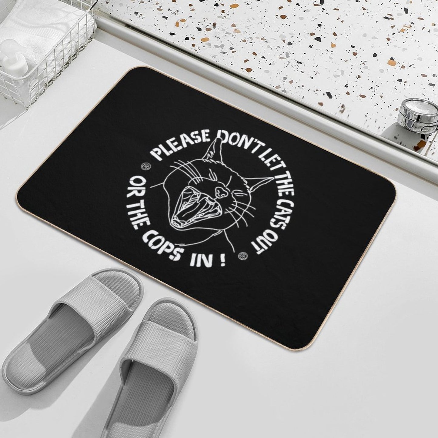 Don't Let The Cats Out Or The Cops in  Rapid-Drying Bath Mat