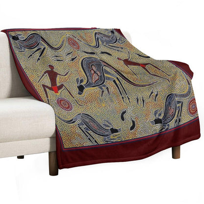 AUSTRALIAN ABORIGINAL  Vintage Art Print All-season Throw Blanket