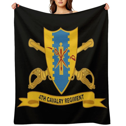 Army - 4th Cavalry Regiment W Br - Ribbon Machine-washable Throw Blanket