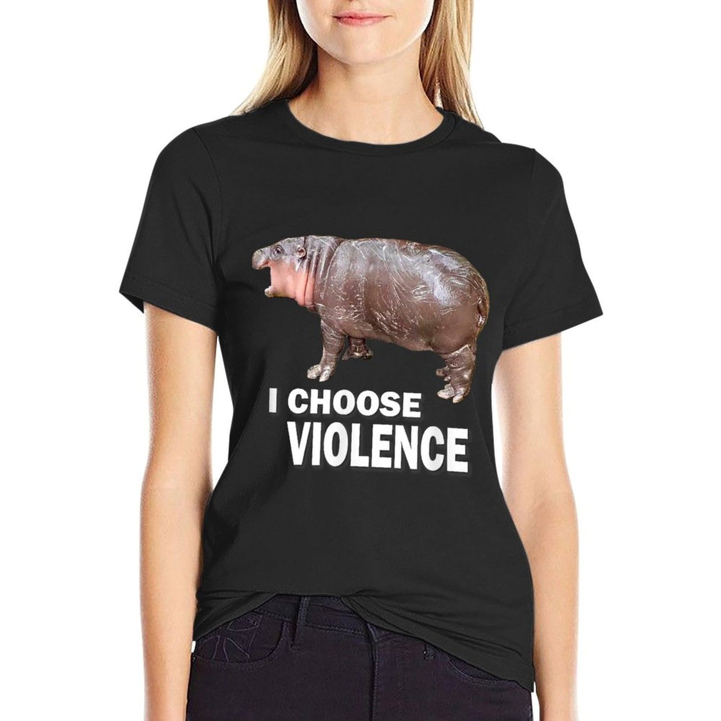 Choose Violence Meme Moo Deng Ungovernable  Eco-friendly Material T-Shirt