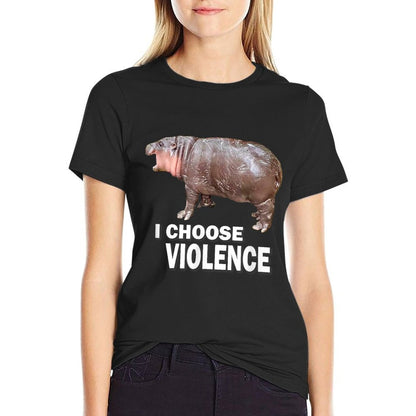 Choose Violence Meme Moo Deng Ungovernable  Eco-friendly Material T-Shirt