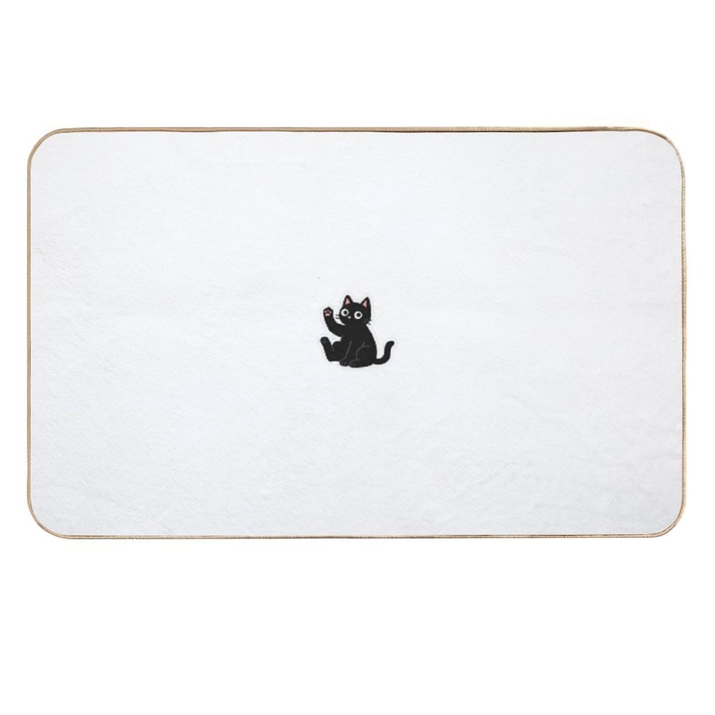 Waving Black Cat – Friendly Paw Sticker  Pet-Safe Bath Mat
