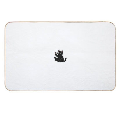 Waving Black Cat – Friendly Paw Sticker  Pet-Safe Bath Mat