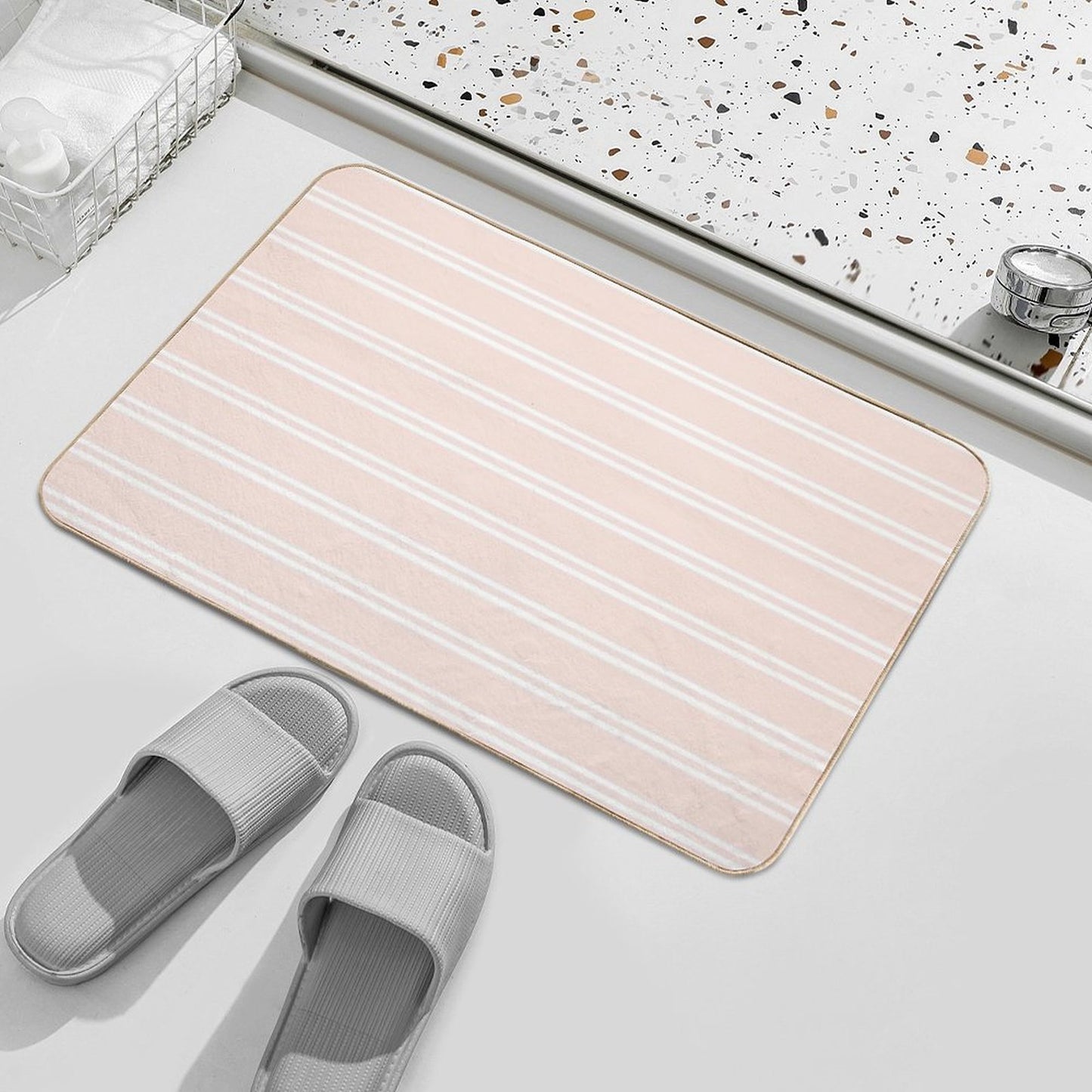 Pink Stripes  Long-Lasting Bath Mat