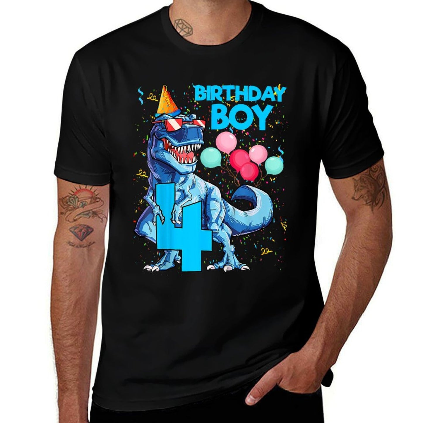 Kids It&#39;s My 4th Birthday Dinosaur Party For 4 Year Old Boy  Eco-friendly Material T-Shirt