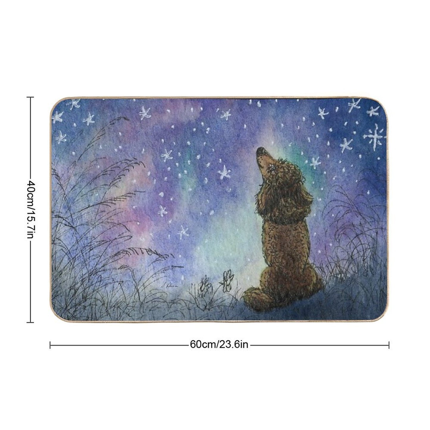 Poodle Dog Gazing at Starry Night Sky, Looking for Inspiration  Multi-Purpose Bath Mat