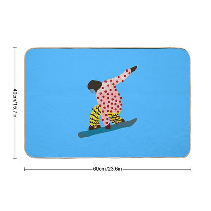Funky Groovy Snowboarder  Fade-Resistant Bath Mat