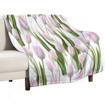 Pinky Tulips Shrink-resistant Throw Blanket