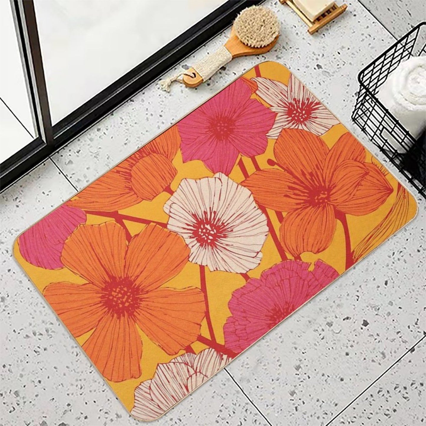 Summer Flowers  High-Traffic Bath Mat