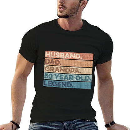 Husband Dad Grandpa 50 Year Old Legend, Retro 50th Birthday  Wrinkle-resistant T-Shirt