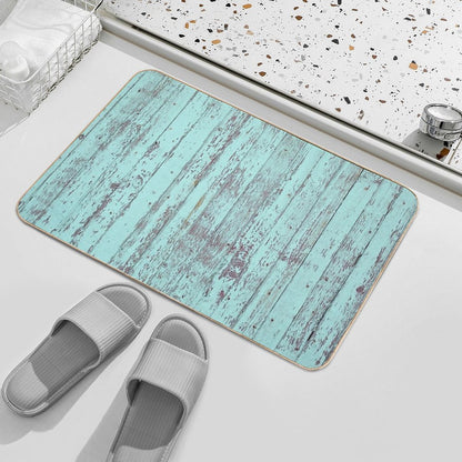 Turquoise Wood  High-Traffic Bath Mat