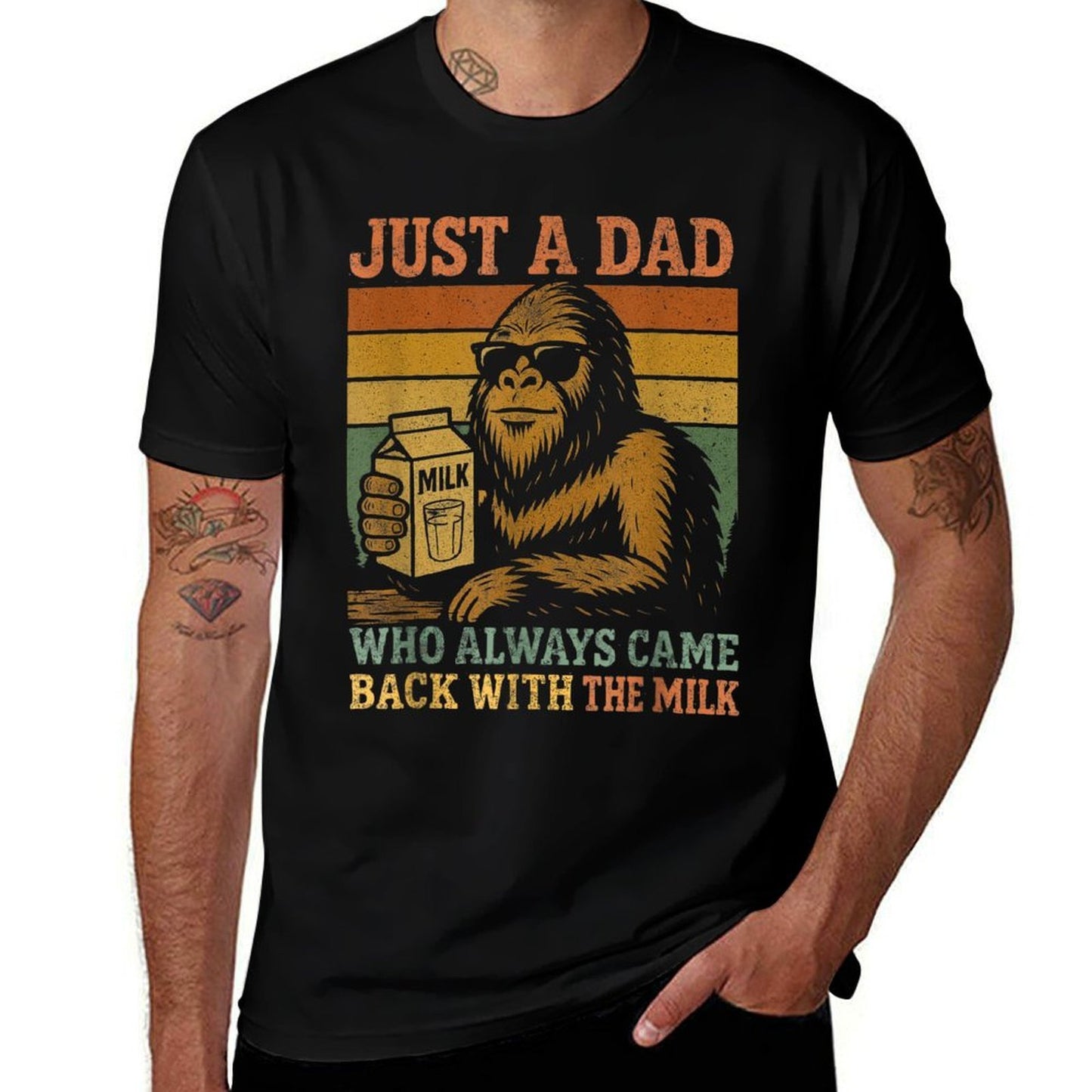 Bigfoot Dad, Just A Dad Who Always Came Back With The Milk  Vintage-inspired T-Shirt