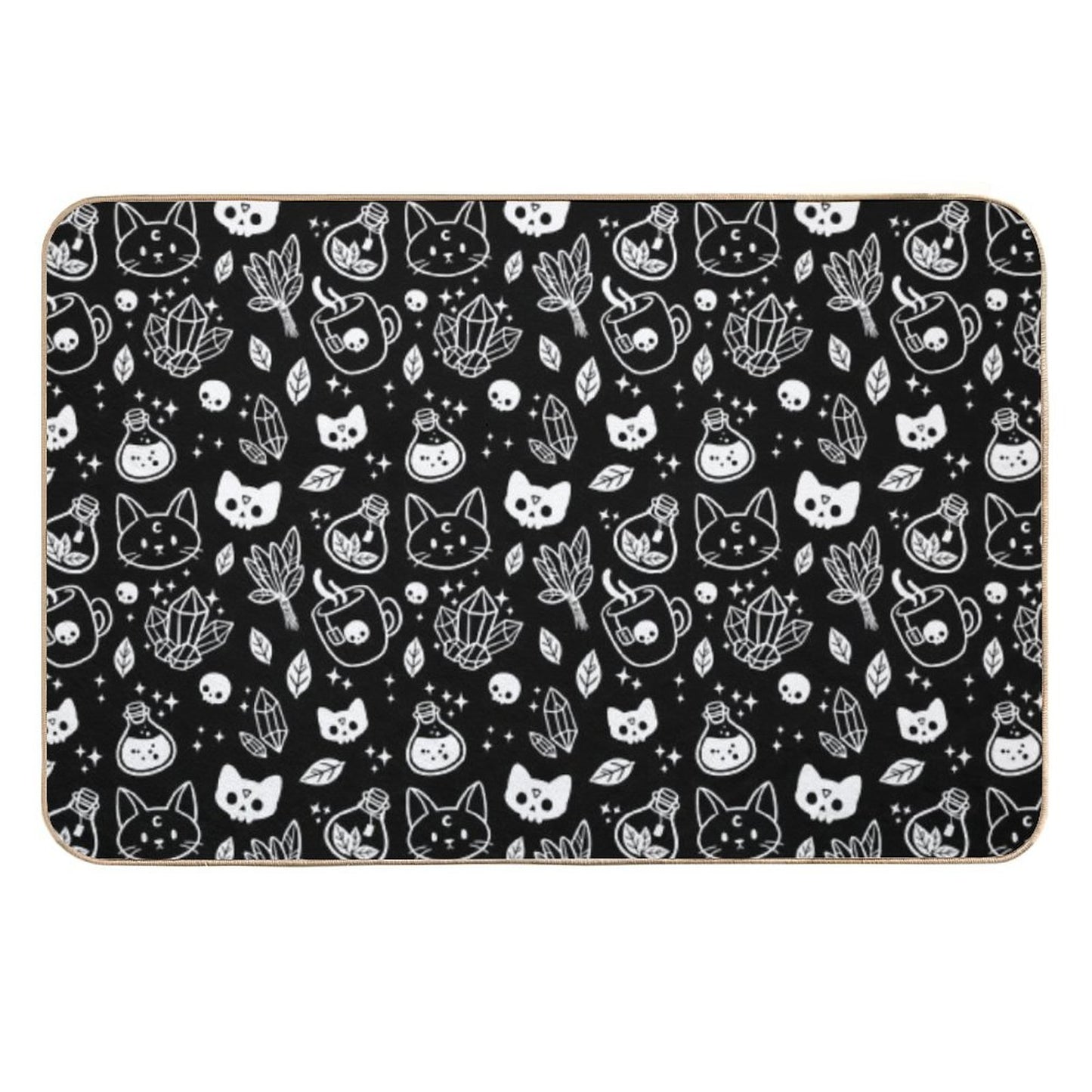 Herb Witch  Black And White  Nikury Durable Bath Mat