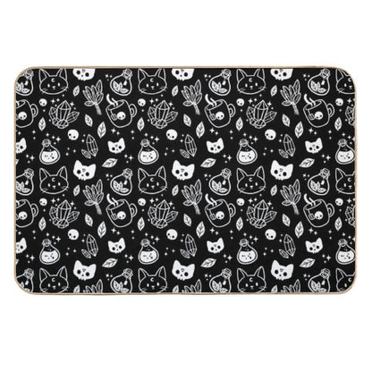 Herb Witch  Black And White  Nikury Durable Bath Mat