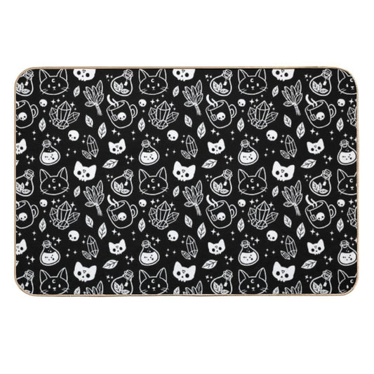 Herb Witch  Black And White  Nikury Durable Bath Mat
