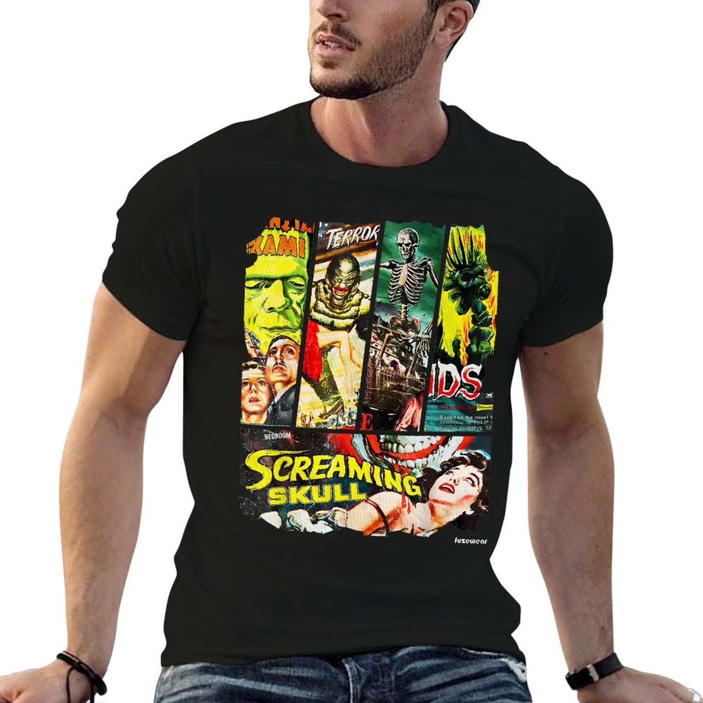 Vintage Style Sci Fi Horror Movie Poster Collage  Wrinkle-resistant T-Shirt