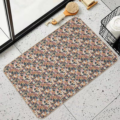 Bauhaus Style Geometric Abstract Pattern  Repositionable Bath Mat
