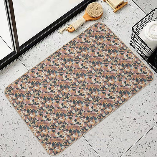 Bauhaus Style Geometric Abstract Pattern  Repositionable Bath Mat