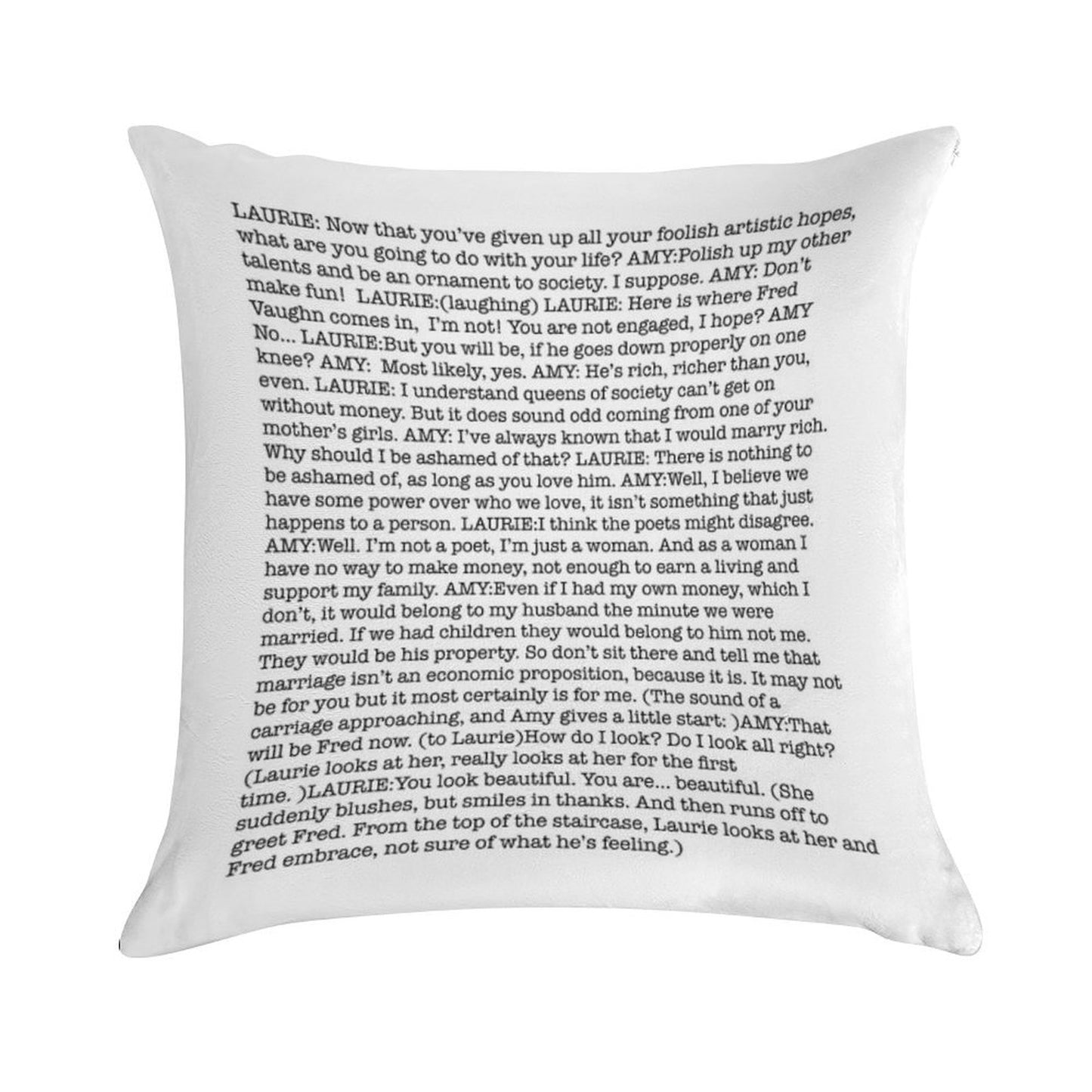 Amy March's Economic Proposition Speech Soft Hidden Zipper Throw Pillow